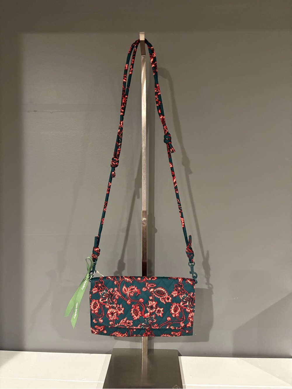 Vera Bradley Teal Crossbody with Red Floral Print